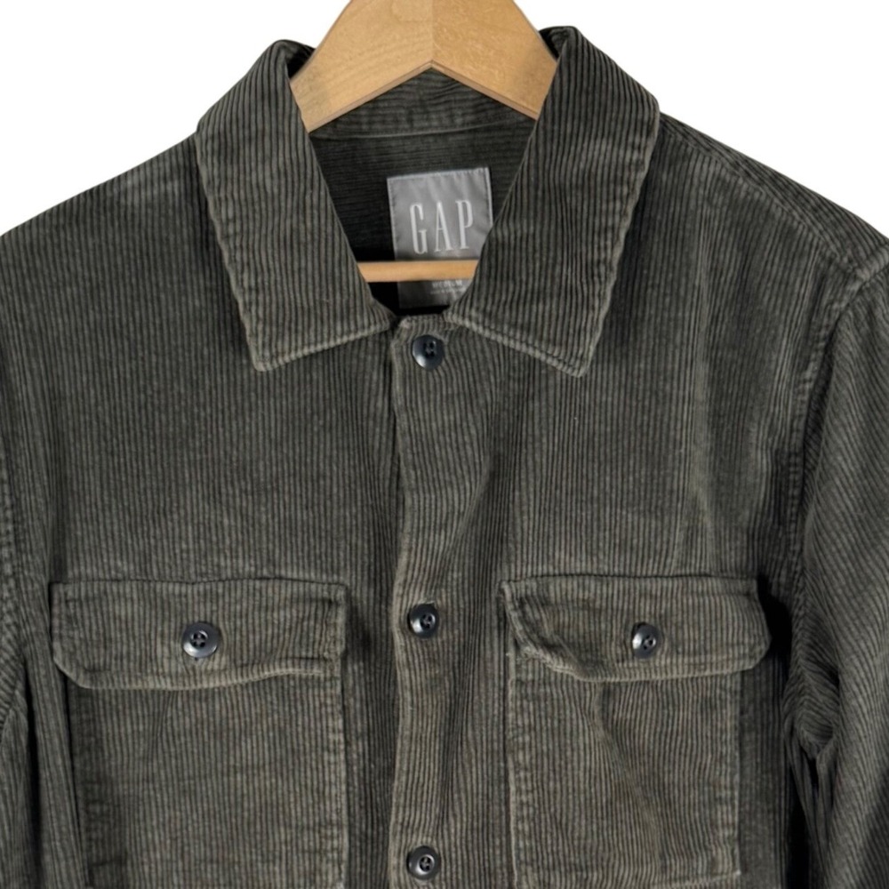 Gap Corduroy Button Down Shacket Mens M Olive Green Overshirt Jacket Outdoor
